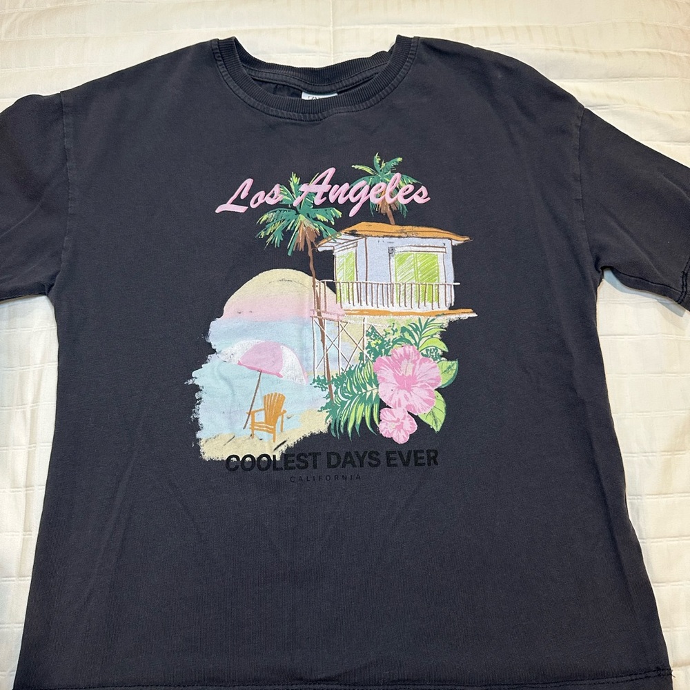 Zara girls Black Los Angeles Graphic T-Shirt